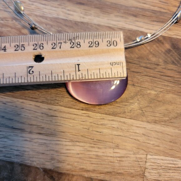 Cat's Eye Large Pink Pendant Necklace - Picture 4 of 10